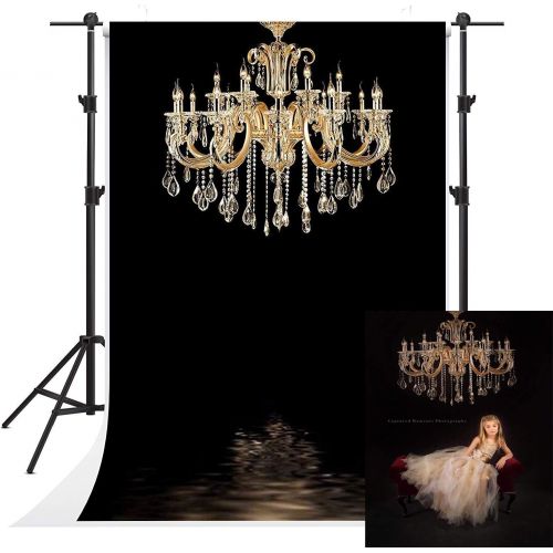  Kate 10x10ft Black Bedroom Backdrops for Photography Gold Chandelier Photo Background for Wedding Backdrop Booth