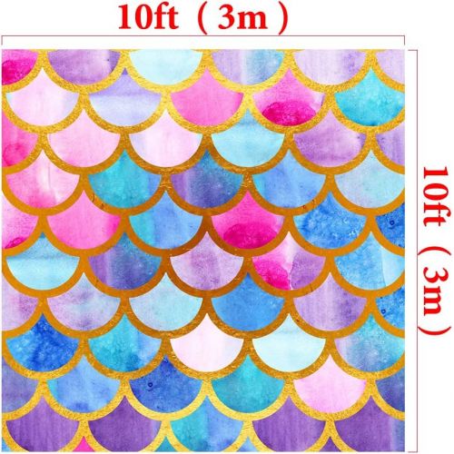 Kate 6.5ft(W) x10ft(H) Mermaid Scales Photography Background Microfiber Watercolor Fish Scales Princess Party Backdrop (0-18 Years)