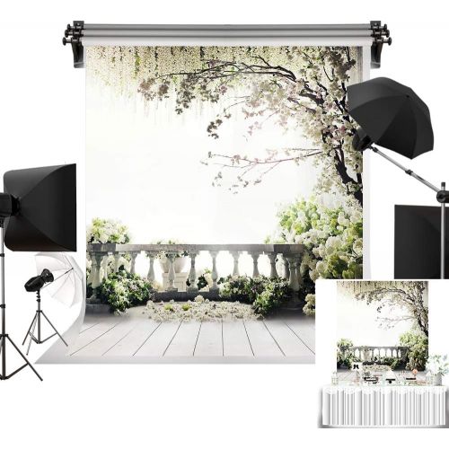  Kate 5x7ft1.5x2.2m Digital Photography Backdrops Brick Floor White Flowers Background Natural Scenery Wedding Photo Studio Props