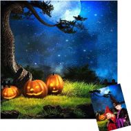 Kate 10x10ft Halloween Night Photography Backdrops Blue Sky Moon Background Photo Pumpkin Backdrop Booth