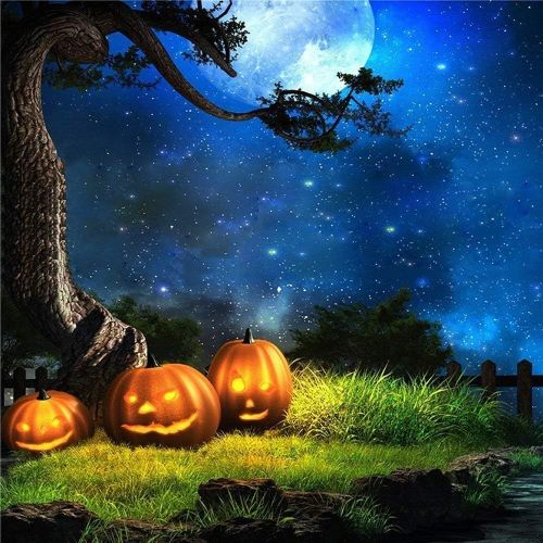  Kate 10x10ft Halloween Night Photography Backdrops Blue Sky Moon Background Photo Pumpkin Backdrop Booth