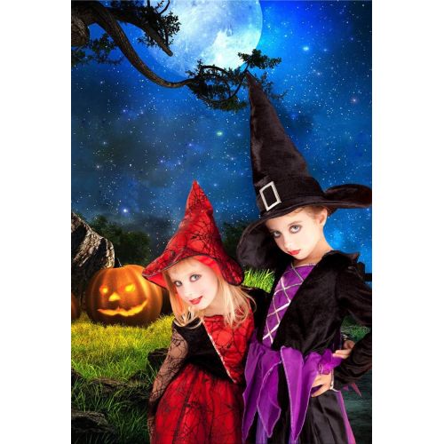  Kate 10x10ft Halloween Night Photography Backdrops Blue Sky Moon Background Photo Pumpkin Backdrop Booth