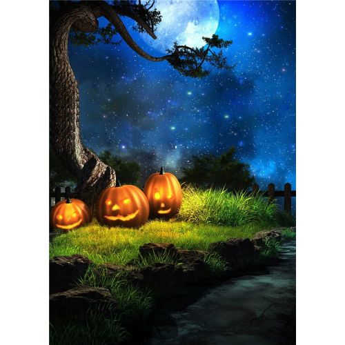  Kate 10x10ft Halloween Night Photography Backdrops Blue Sky Moon Background Photo Pumpkin Backdrop Booth