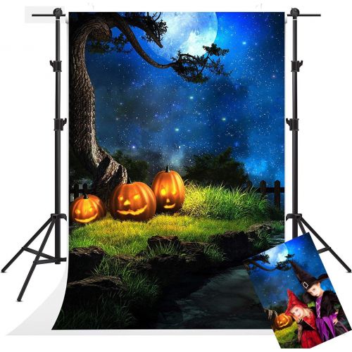  Kate 10x10ft Halloween Night Photography Backdrops Blue Sky Moon Background Photo Pumpkin Backdrop Booth