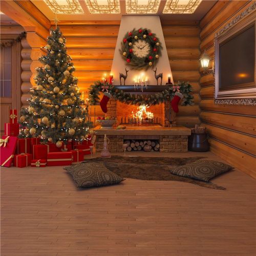  Kate 10x10ft Christmas Tree Background for Photography Wood House Decoration Backdrops Wood Floor Photo Studio