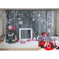 Kate 10x10ft Christmas Photography Backdrops Gray Wood Wall Background Cute Snowman Snowflake Backdrop