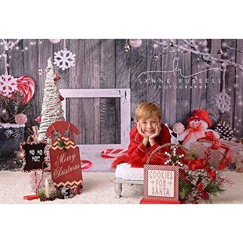  Kate 10x10ft Christmas Photography Backdrops Gray Wood Wall Background Cute Snowman Snowflake Backdrop