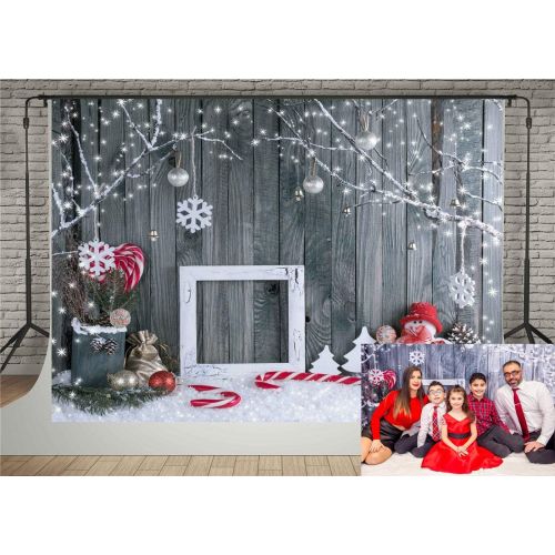  Kate 10x10ft Christmas Photography Backdrops Gray Wood Wall Background Cute Snowman Snowflake Backdrop