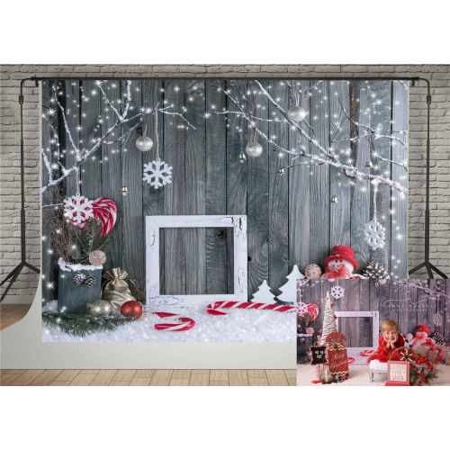  Kate 10x10ft Christmas Photography Backdrops Gray Wood Wall Background Cute Snowman Snowflake Backdrop