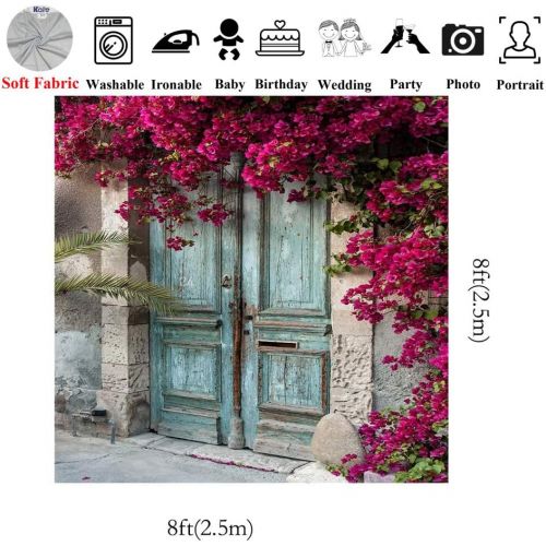  Kate 10x10ft Blue Wood Door Photography Backdrops Nature Flowers Backgrounds for Wedding Photo Background