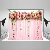 Kate 10ft(W) x10ft(H) Pink Wedding Photography Backdrops Flowers Curtain Background Bridal Shower Photo Studio Props for Girls Birthday Party, Only1ps Print Background Without Fresh Flo