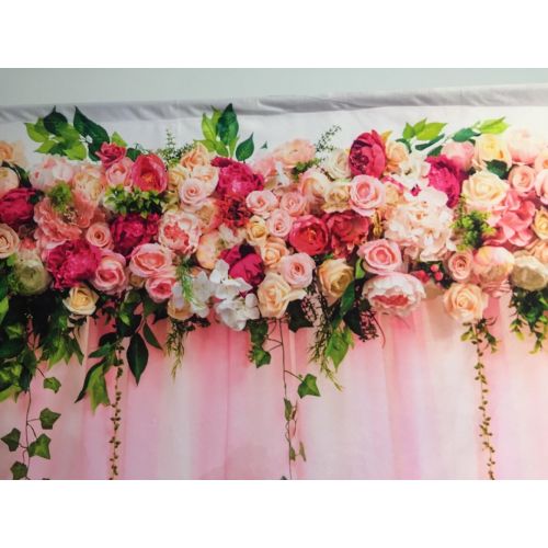  Kate 10ft(W) x10ft(H) Pink Wedding Photography Backdrops Flowers Curtain Background Bridal Shower Photo Studio Props for Girls Birthday Party, Only1ps Print Background Without Fresh Flo