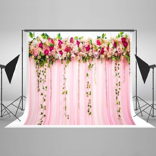  Kate 10ft(W) x10ft(H) Pink Wedding Photography Backdrops Flowers Curtain Background Bridal Shower Photo Studio Props for Girls Birthday Party, Only1ps Print Background Without Fresh Flo