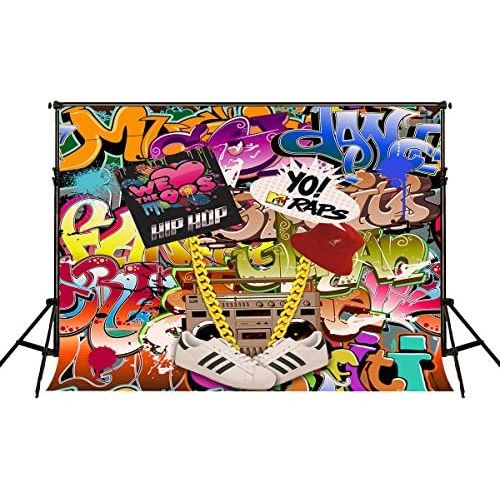  Kate 10ft(W) x10ft(H) Photography Backdrop Hip Hop 90s Party Decoration Photo Booth Props