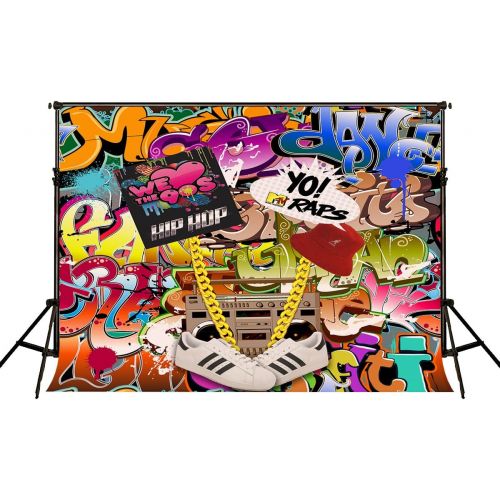  Kate 10ft(W) x10ft(H) Photography Backdrop Hip Hop 90s Party Decoration Photo Booth Props