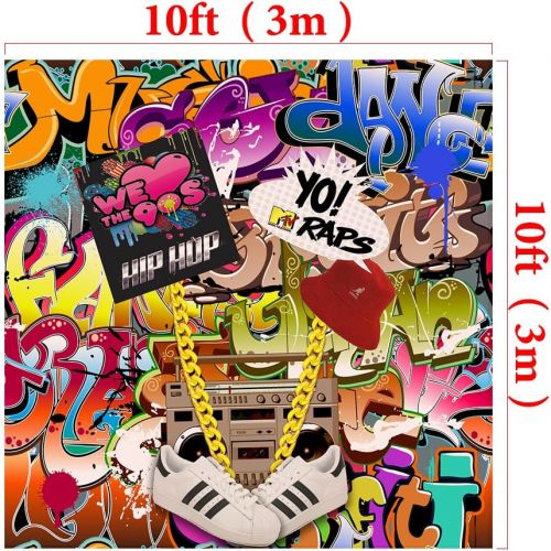  Kate 10ft(W) x10ft(H) Photography Backdrop Hip Hop 90s Party Decoration Photo Booth Props