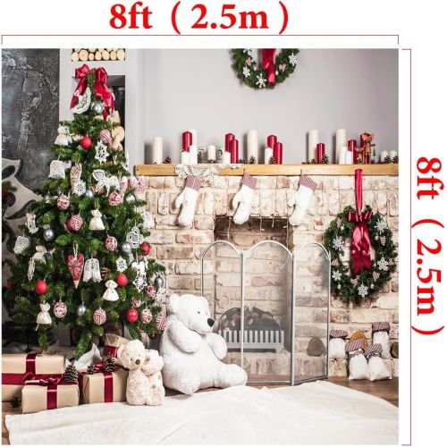  Kate 10x10ft Christmas Backdrop Fireplace Christmas Tree Backdrops Party Decoration Background