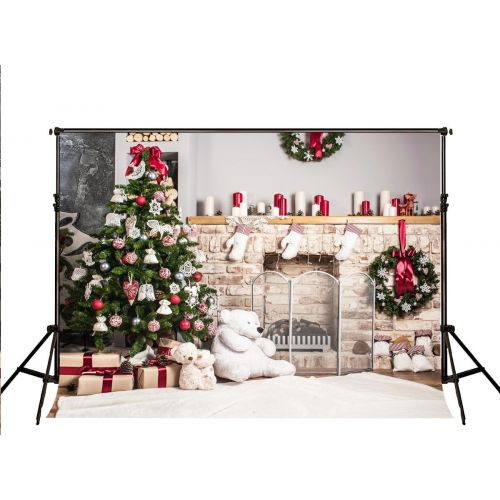  Kate 10x10ft Christmas Backdrop Fireplace Christmas Tree Backdrops Party Decoration Background