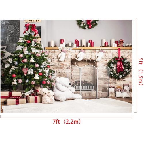  Kate 10x10ft Christmas Backdrop Fireplace Christmas Tree Backdrops Party Decoration Background