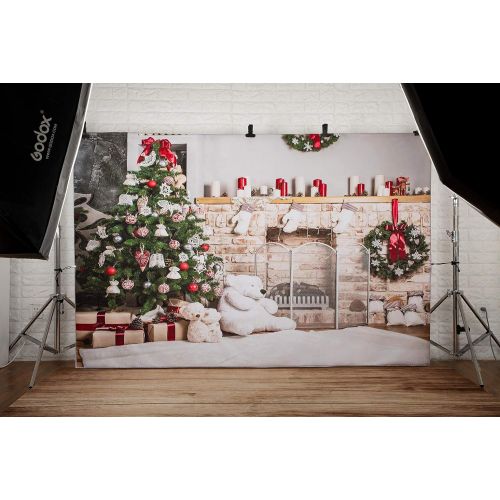  Kate 10x10ft Christmas Backdrop Fireplace Christmas Tree Backdrops Party Decoration Background