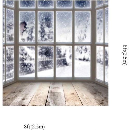  Kate 10x10ft Winter Indoor Photography Backdrops Snow Window Backgrounds Gray Wood Floor for Photography Props Video