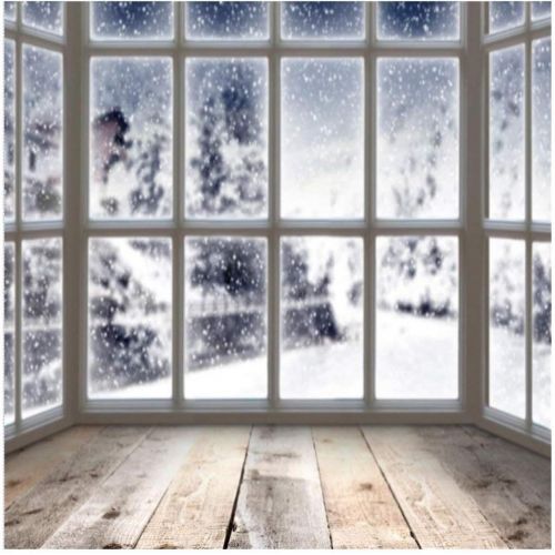  Kate 10x10ft Winter Indoor Photography Backdrops Snow Window Backgrounds Gray Wood Floor for Photography Props Video