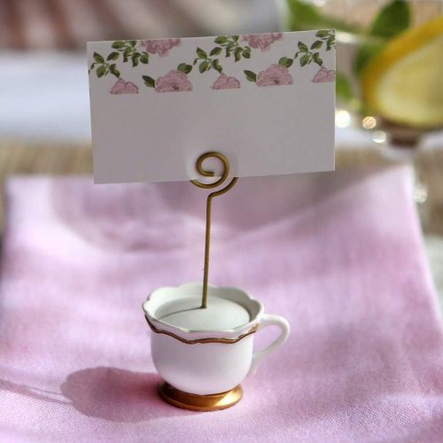  Kate Aspen, Place Card Holders, Tea Time Whimsy, Teapot and Teacup, Place Cards Included, Set of 6