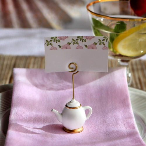  Kate Aspen, Place Card Holders, Tea Time Whimsy, Teapot and Teacup, Place Cards Included, Set of 6