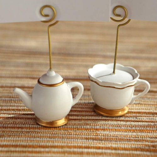  Kate Aspen, Place Card Holders, Tea Time Whimsy, Teapot and Teacup, Place Cards Included, Set of 6