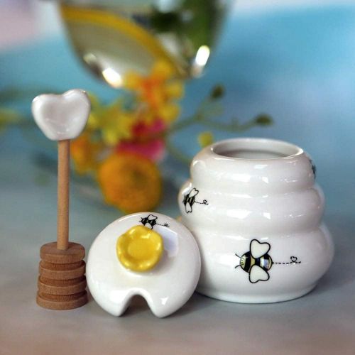  Kate Aspen Sweet As Can Bee Ceramic Honey Pot with Wooden Dipper