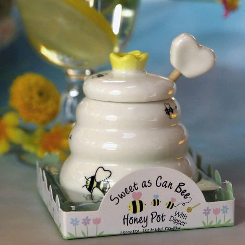  Kate Aspen Sweet As Can Bee Ceramic Honey Pot with Wooden Dipper