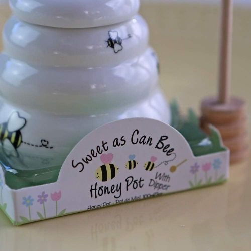  Kate Aspen Sweet As Can Bee Ceramic Honey Pot with Wooden Dipper