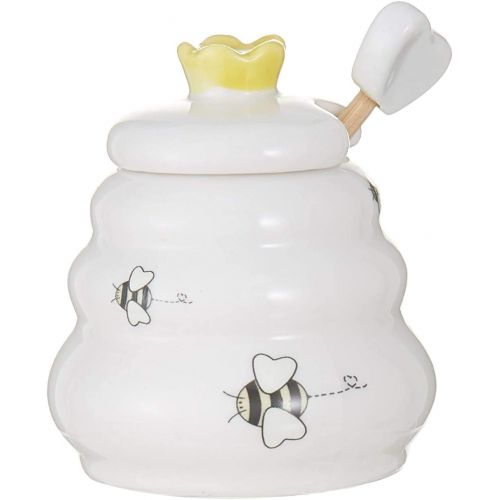  Kate Aspen Sweet As Can Bee Ceramic Honey Pot with Wooden Dipper