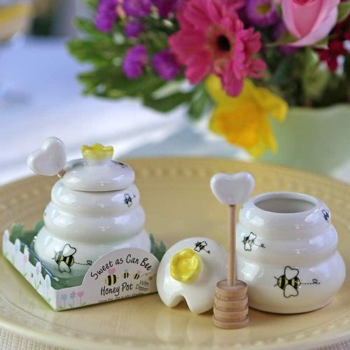  Kate Aspen Sweet As Can Bee Ceramic Honey Pot with Wooden Dipper