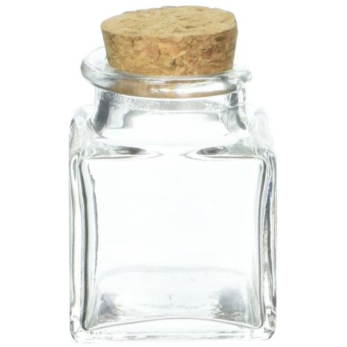  Kate Aspen, Square Glass Favor Jar, with Cork Stopper, Petite Treat, 12 Count