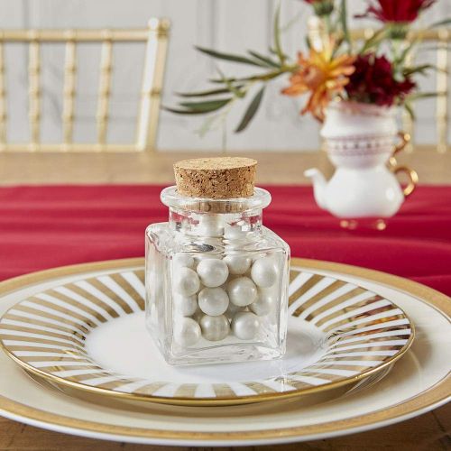  Kate Aspen, Square Glass Favor Jar, with Cork Stopper, Petite Treat, 12 Count