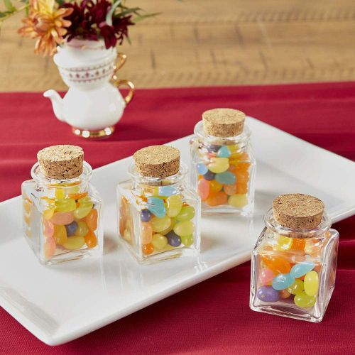  Kate Aspen, Square Glass Favor Jar, with Cork Stopper, Petite Treat, 12 Count