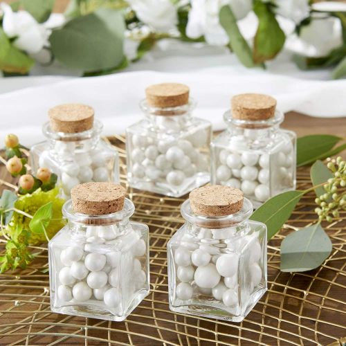  Kate Aspen, Square Glass Favor Jar, with Cork Stopper, Petite Treat, 12 Count