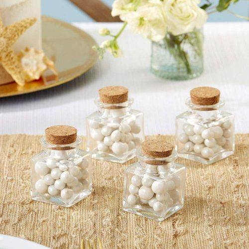  Kate Aspen, Square Glass Favor Jar, with Cork Stopper, Petite Treat, 12 Count