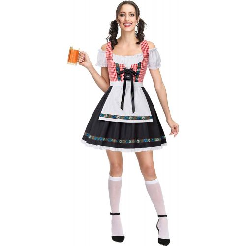  할로윈 용품Kate Kasin Womens German Dirndl Dress Costumes for Traditional Bavarian Oktoberfest Carnival Halloween