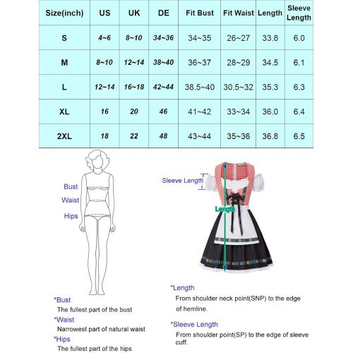  할로윈 용품Kate Kasin Womens German Dirndl Dress Costumes for Traditional Bavarian Oktoberfest Carnival Halloween