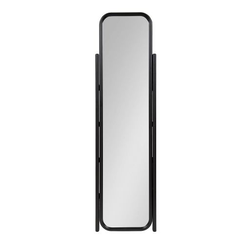  Kate and Laurel Loki Scandinavian-Modern Wooden Full-Length Standing Ladder Mirror, 58-inches Tall x 16-inches Wide, Black