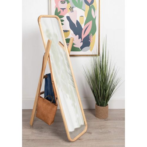  Kate and Laurel Loki Scandinavian-Modern Wooden Full-Length Standing Ladder Mirror, 58-inches Tall x 16-inches Wide, Black