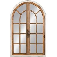 Kate and Laurel Boldmere Wood Windowpane Arch Mirror, 28x44, Rustic Brown/White
