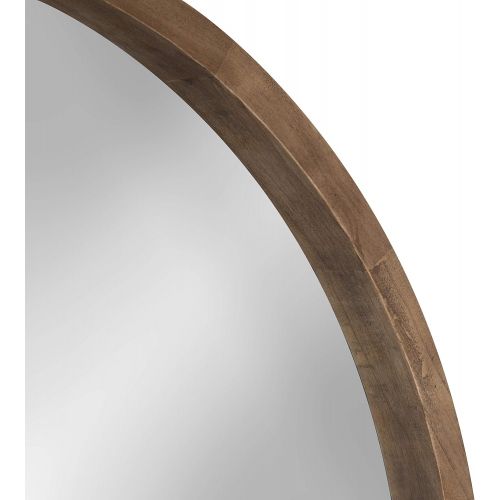  Kate and Laurel Hutton Round Wood Framed Accent Mirror, 30 Diameter, Rustic Brown