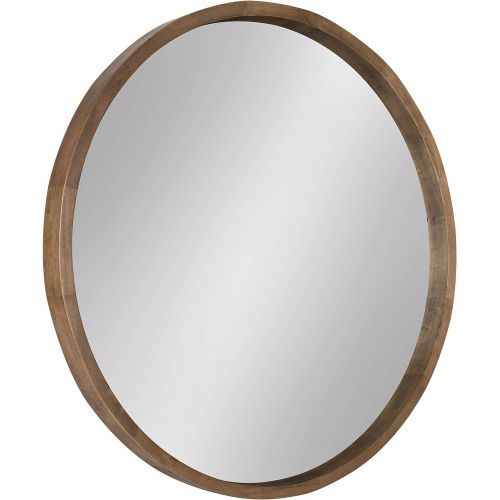  Kate and Laurel Hutton Round Wood Framed Accent Mirror, 30 Diameter, Rustic Brown