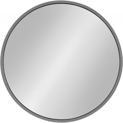  Kate and Laurel Travis Round Wood Accent Wall Mirror, 21.6 Diameter, Gray