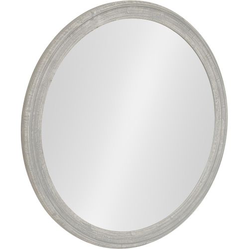  Kate and Laurel Mansell Round Wooden Decorative Accent Wall Mirror, 28-inch Diameter, Distressed Gray