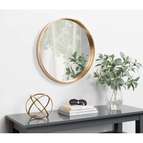  Kate and Laurel Travis Round Wood Accent Wall Mirror, 21.6 Diameter, Black