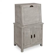 Kate and Laurel McIvory 2-Door Free-Standing Storage Cabinet with Pull Down Front Modern in Farmhouse Style, Distressed Gray Finish with Brass Metal Handles